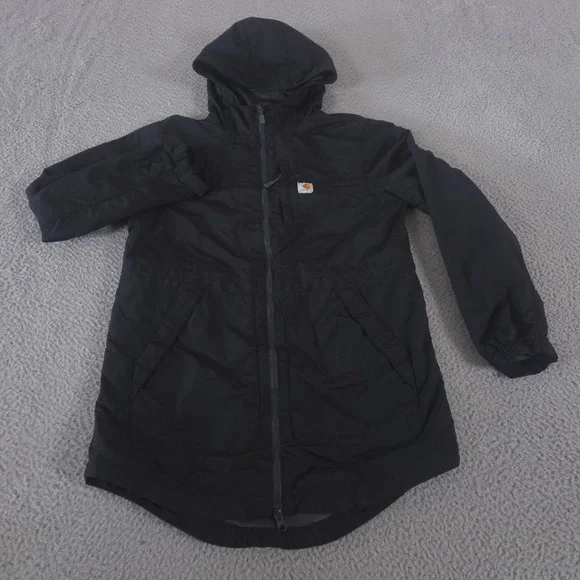 Carhartt Jacket Womens S Black Rockford Nylon Rain Defender Hooded Windbreaker - Picture 1 of 9
